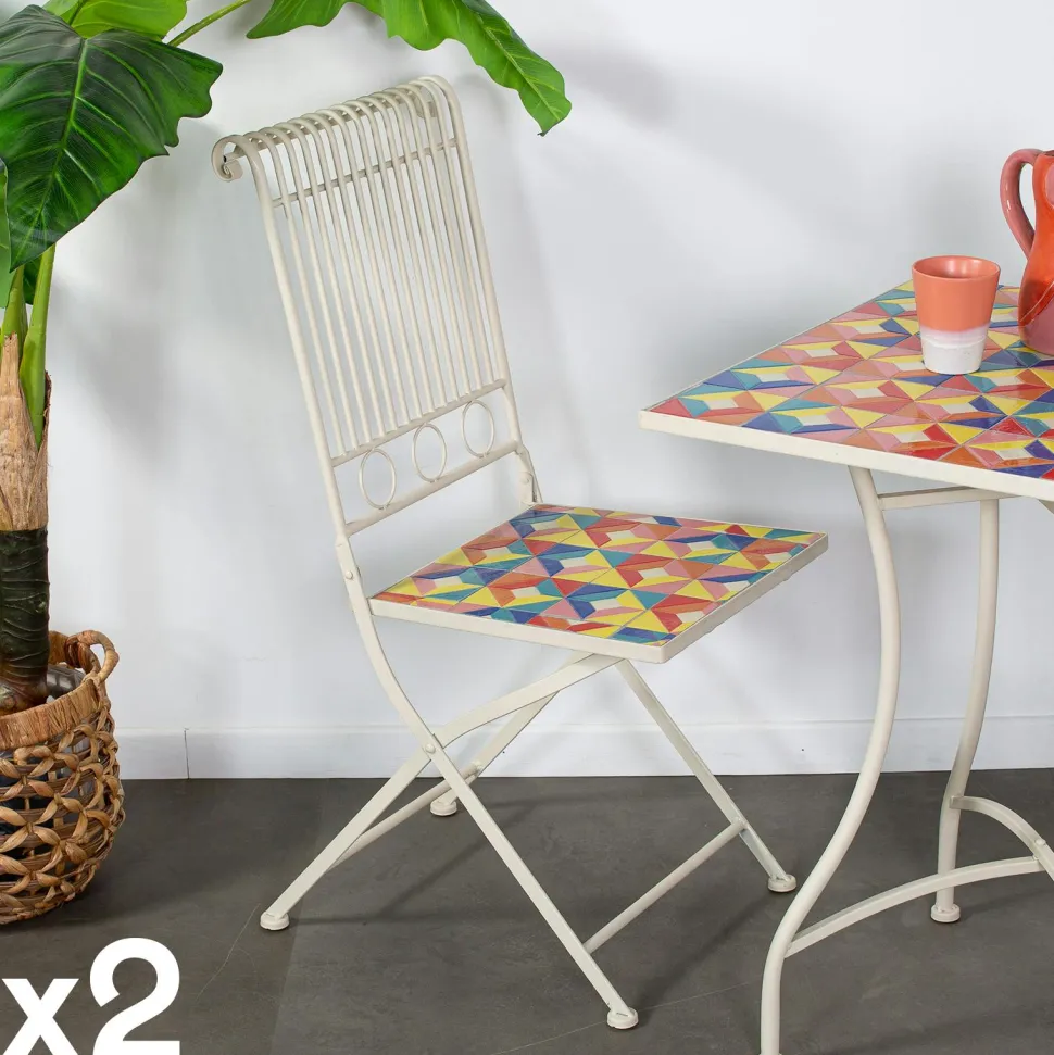 Table de jardin carreaux de ciment multicolores 140 cm GRENADE