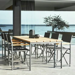 Table de jardin en aluminium vert argile et teck 238 cm OSLO