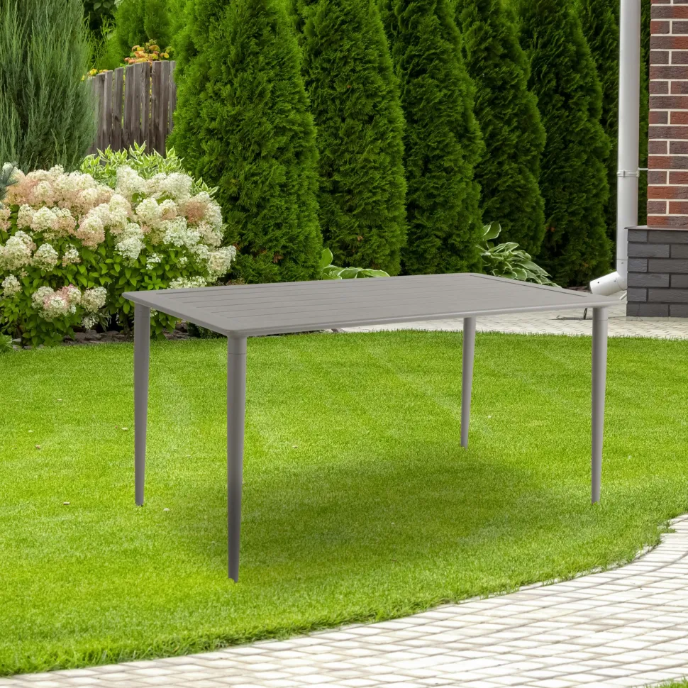 Table de jardin en aluminium finition gris sable 140 cm STOCKHOLM