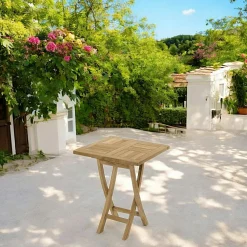 Table de jardin en Teck brut carrée 60cm SUMMER