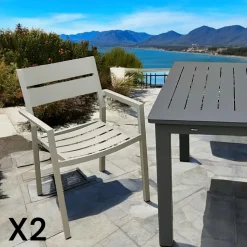 Table de jardin extensible en aluminium gris sable 194/314 cm OSLO