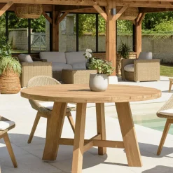 Table de jardin pieds inclinés teck recyclé naturel 300 cm MANY