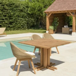 Table de jardin pieds inclinés teck recyclé naturel 300 cm MANY