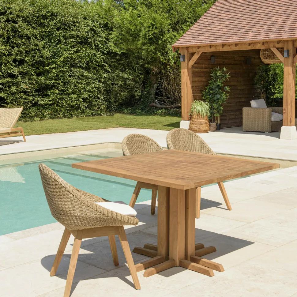 Table de jardin pieds inclinés teck recyclé naturel 300 cm MANY