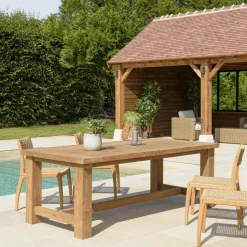 Table de jardin pieds inclinés teck recyclé naturel 300 cm MANY