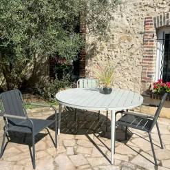 Table de jardin ronde en aluminium vert argile Ø 100 cm STOCKHOLM