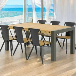 Table de Repas extensible Inspiration Indus' en Acacia et Métal 180/230x100x76cm BROOKLYN