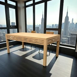 Table de Repas Hévéa façade Persienne 180x90x76cm NEW ORLEANS