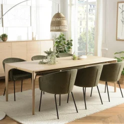 Table de repas moderne naturelle pieds chêne massif 220 cm PANAMA