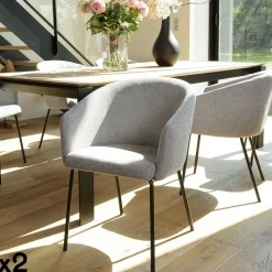 Table de repas moderne naturelle pieds chêne massif 220 cm PANAMA
