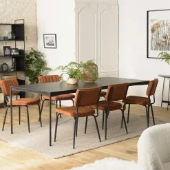 Table de repas ovale en bois noir 240 cm CORUMBA