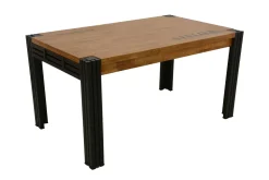 Table de repas rectangle extensible hévéa recyclé naturel et métal noirci 220/300X100X76cm DOCKER