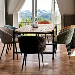 Table de repas teck recyclé bords arrondis 240 cm TRANI