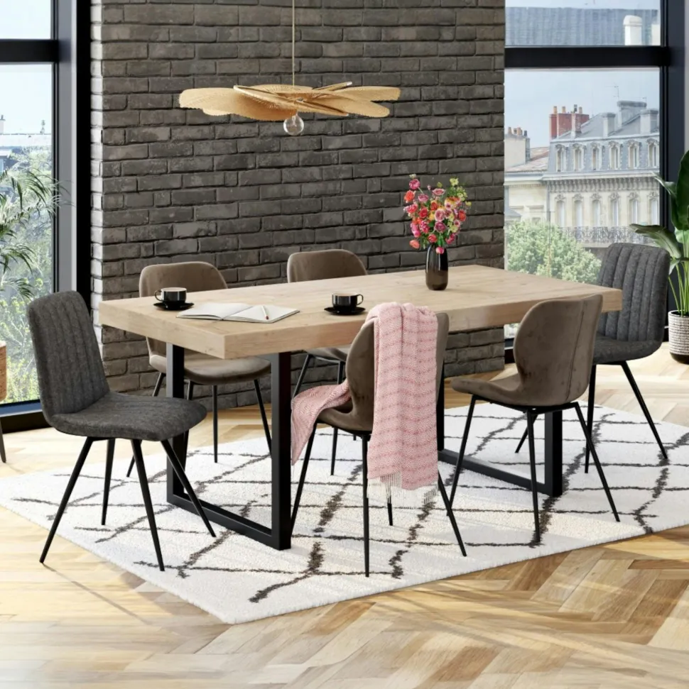 Table de salle à manger extensible en bois recyclé 140-180 cm AUCKLAND