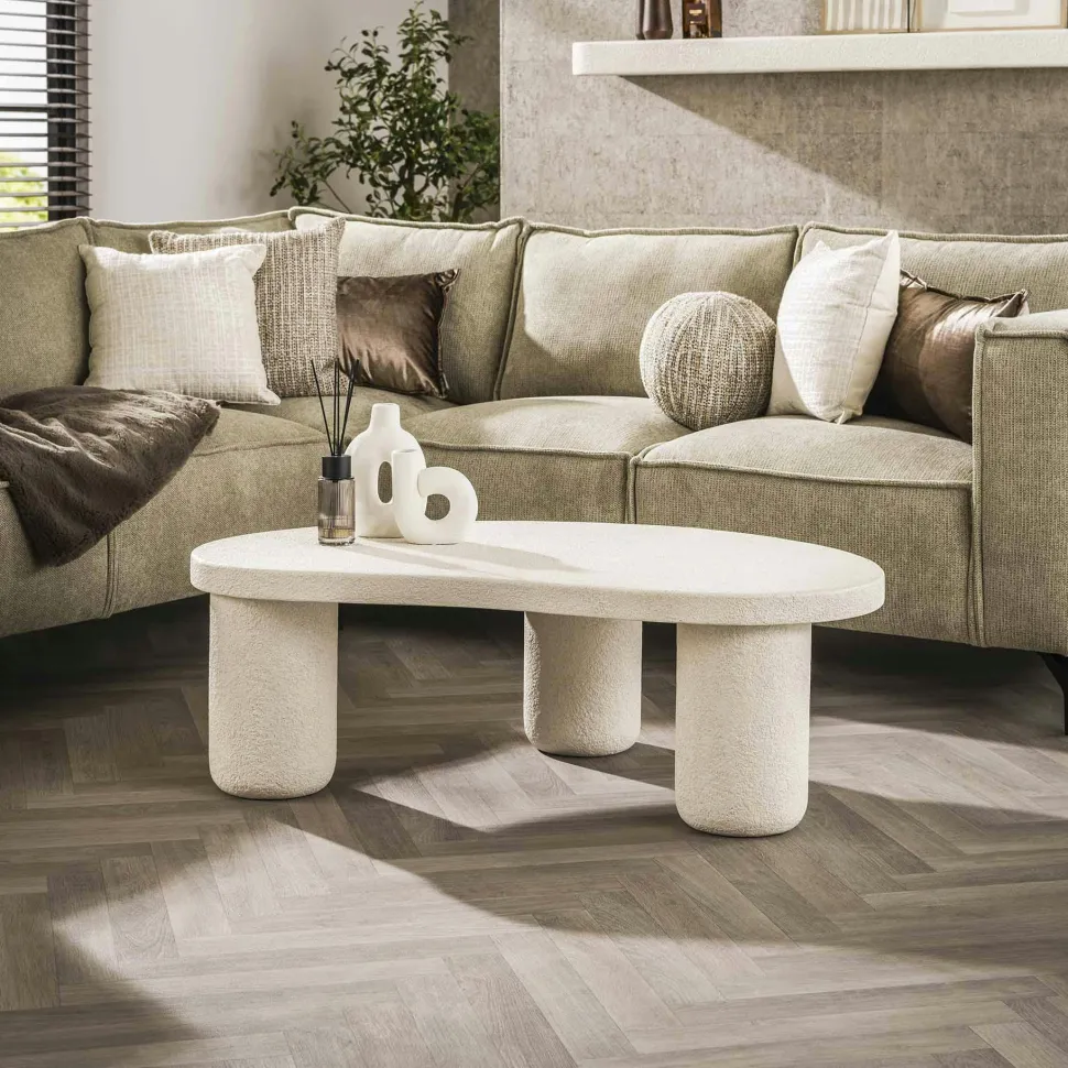 Table de salon blanche en marbre composite (lot de 2) TAJ