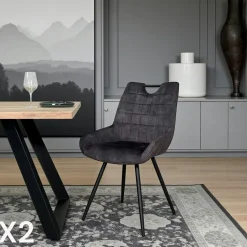 Table extensible céramique grise pied mikado 140-200 cm OTTAWA