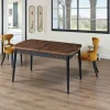 Table extensible effet noyer, pieds noirs 132-170 cm LUNOR