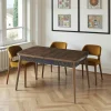 Table extensible effet noyer, décor baguettes 132-170 cm LUNOR