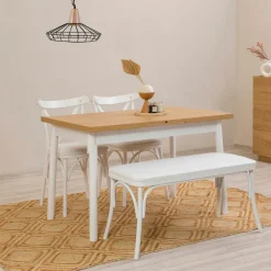 Table extensible effet noyer, pieds noirs 120-153 cm ARDEN