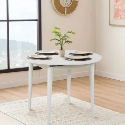 Table extensible effet pin, rangement intégré 130-165 cm ORINA