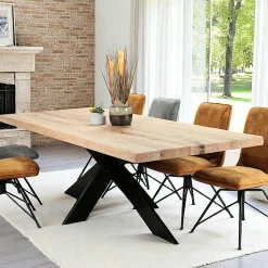 Table extensible en chêne blanc avec bords naturels 200 cm PALERME