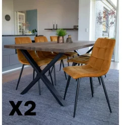 Table extensible ronde effet noyer pieds noirs Ø100-131 cm ARDEN