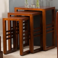 Table gigogne bois style colonial LOLA (lot de 3)