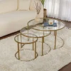 Table gigogne en verre - cadre doré (lot de 3) ⌀80 cm TULUM