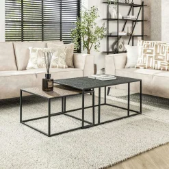 Table gigogne noir et or NOVA (lot de 2 pièces)