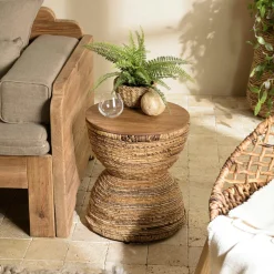 Table gigogne ronde en métal doré (lot de 2)
