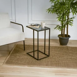 Table gigogne verre fumé - cadre noir (lot de 3) ⌀80 cm TULUM