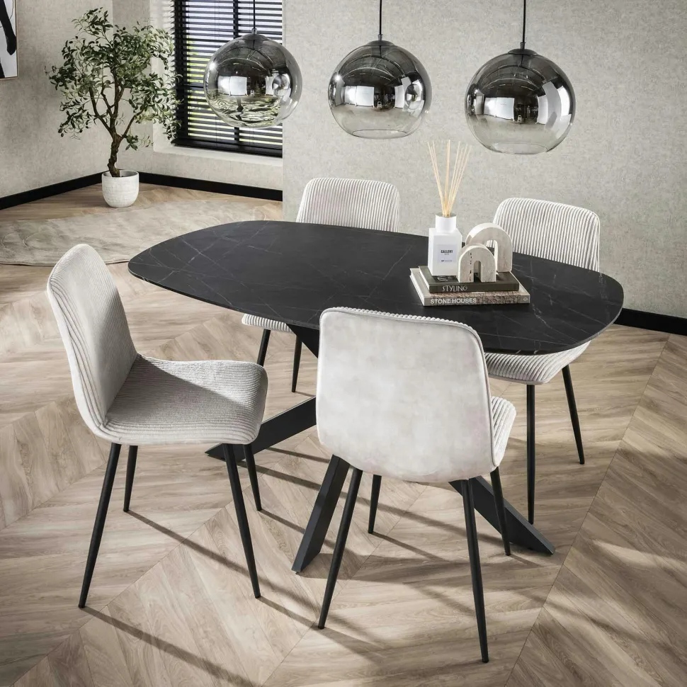 Table ovale pied central croisé 150 cm RALF