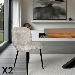 Table pied central bois de chêne et métal 200 cm HUDSON