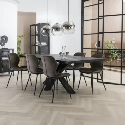 Table pied central bois de manguier noir 230 cm LUCKNOW