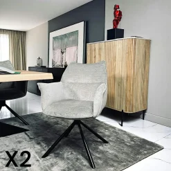 Table pied central bois de manguier noir 230 cm LUCKNOW