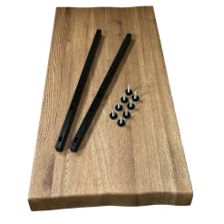 Table pied central en chêne brun avec bords naturels 200 cm PALERME