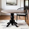 Table ronde en bois effet usé - pied noir ⌀120 cm TENA