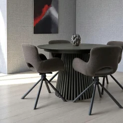 Table ronde en chêne noir avec piètement baguette ø140 cm AMSTERDAM