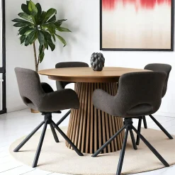 Table ronde en chêne noir avec piètement baguette ø140 cm AMSTERDAM