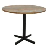 Table ronde en Hévéa recyclé coloré et pieds métal en croix D90xH76cm LOFT COLORS