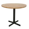 Table ronde en Hévéa recyclé naturel et pieds métal en croix D90xH76cm LOFT