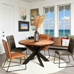 Table ronde extensible en chêne blanc 120 cm PALERME