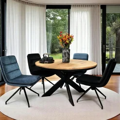 Table ronde extensible en chêne blanc 120 cm PALERME
