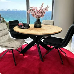 Table ronde extensible en chêne blanc 120 cm PALERME