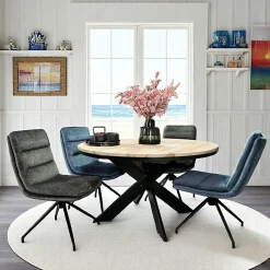 Table ronde extensible en chêne blanc 120 cm PALERME