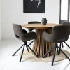 Table ronde extensible en chêne clair avec piètement baguette (2 rallonges incluses) ø120 cm / 160 cm / 200 cm AMSTERDAM