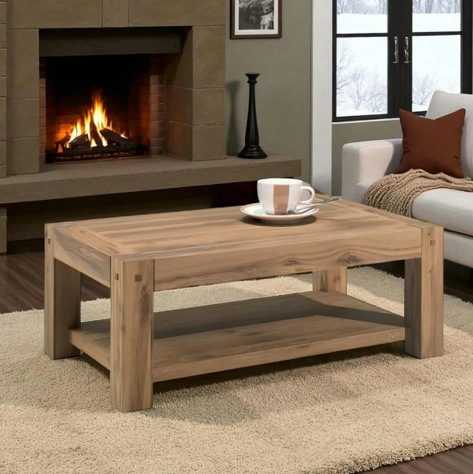 Table salle à manger bois métal pied croisé 240 cm OKA