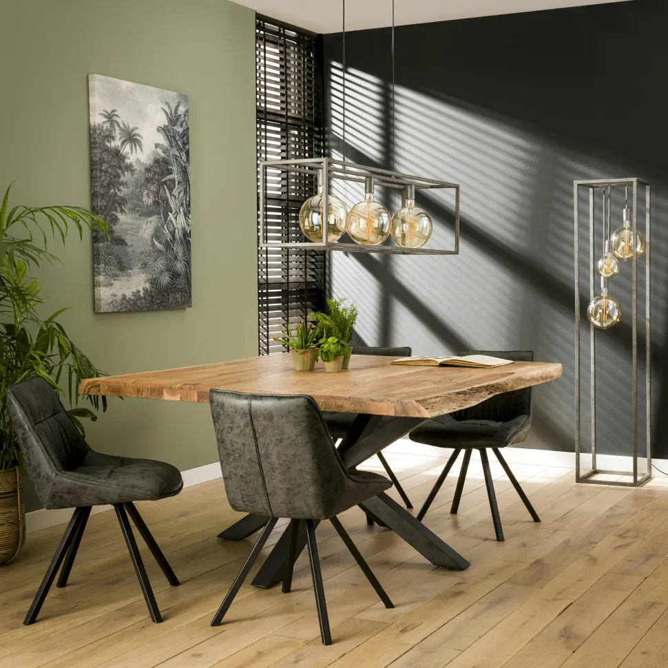 Table salle à manger bois massif pied mikado 200 cm MELBOURNE