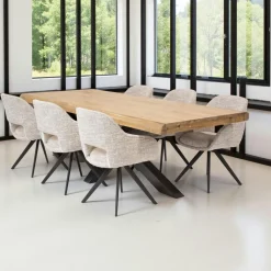 Table salle à manger bois massif pied mikado 200 cm MELBOURNE