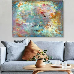 Tableau abstrait feuilles d'olivier – tons nature (set de 2)